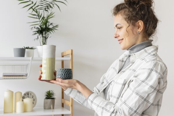 Medium Shot Smiley Woman Redecorating